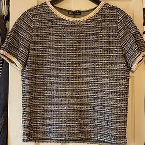 Tweed pearl detail top